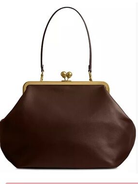 Coach Brown Leather Kisslock with Gold Hardware